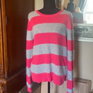 HALOGEN Pink and Gray Striped Sweater 
Size Large